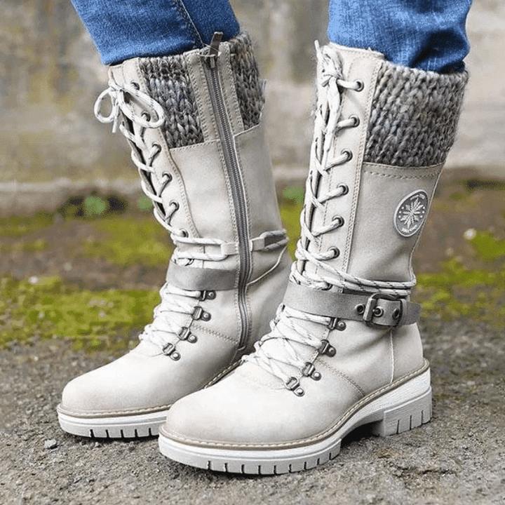 Women's Knitted Boots With Lace Fastening 