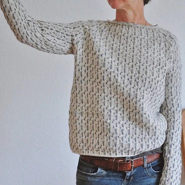 Emelie - Chic gray boat neck sweater