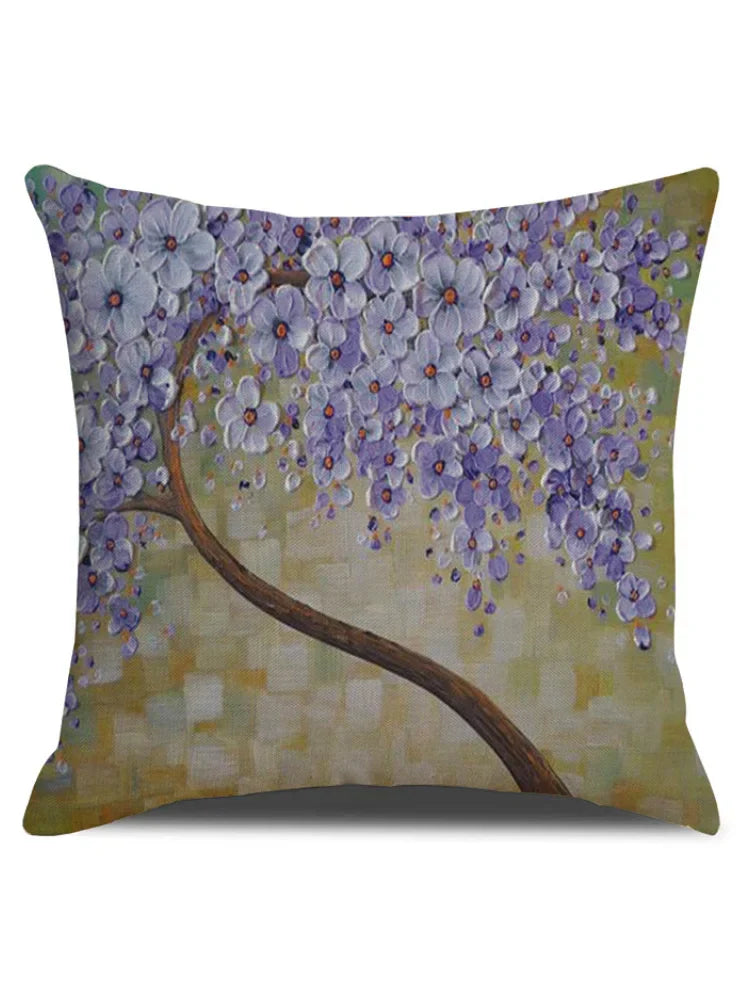 Floral Tree Oil Painting Art Pillowcase