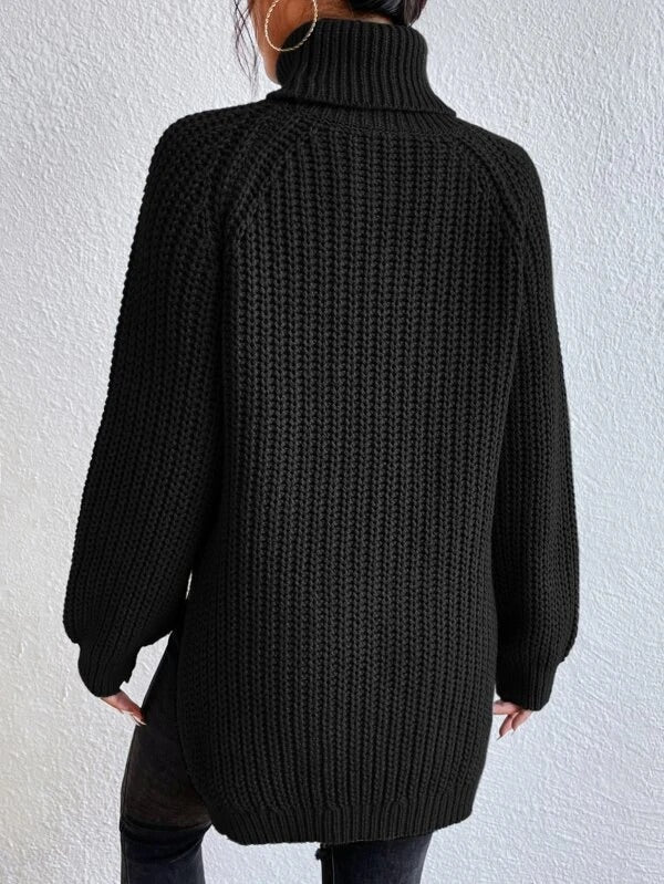 Nicole - Black Long Sleeve Turtleneck Ribbed Chunky Sweater