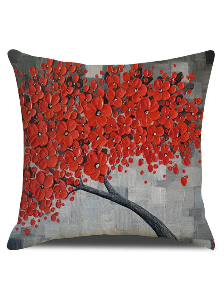 Floral Tree Oil Painting Art Pillowcase