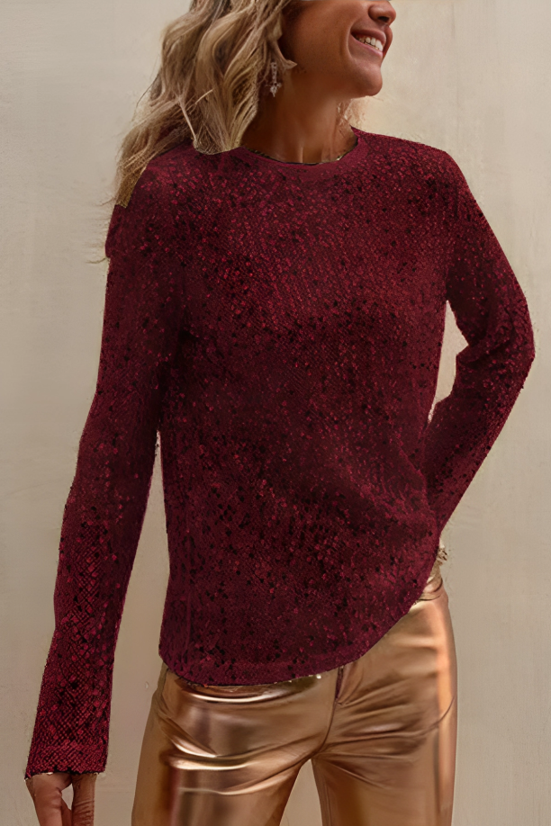 Domenica - Keep It Shine - Long Sleeve Sequin Blouse