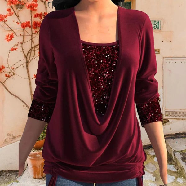 Jennifer - Women's Long Sleeve Shirt with Sequins