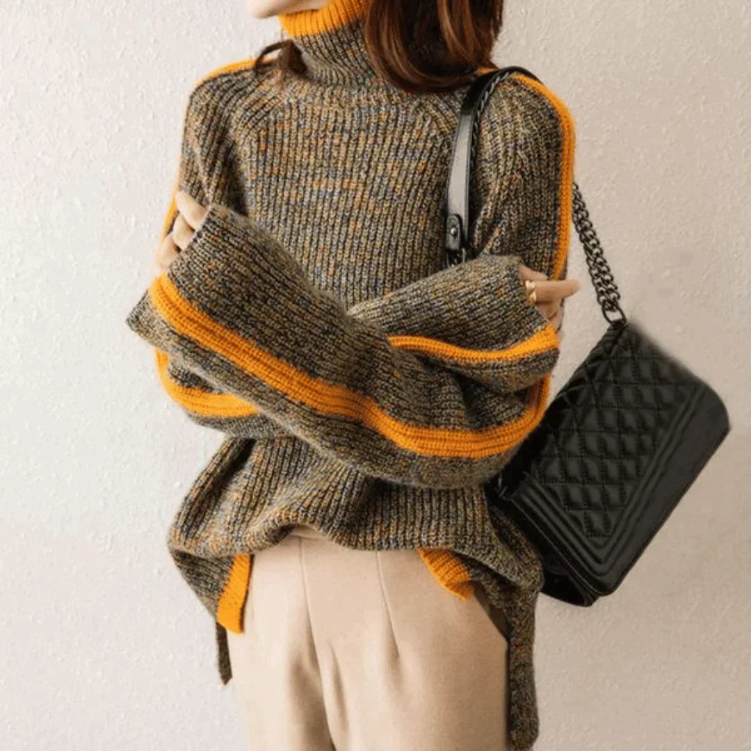 Ravelyn - Mixed Knit Turtleneck