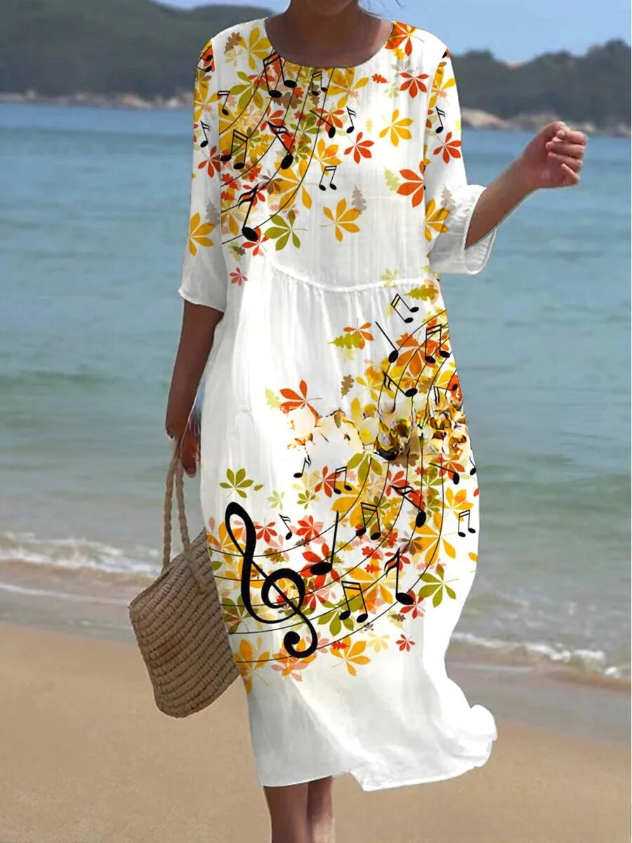 Guinevere® | Floral Elegant Maxi Dress With Round Neckline