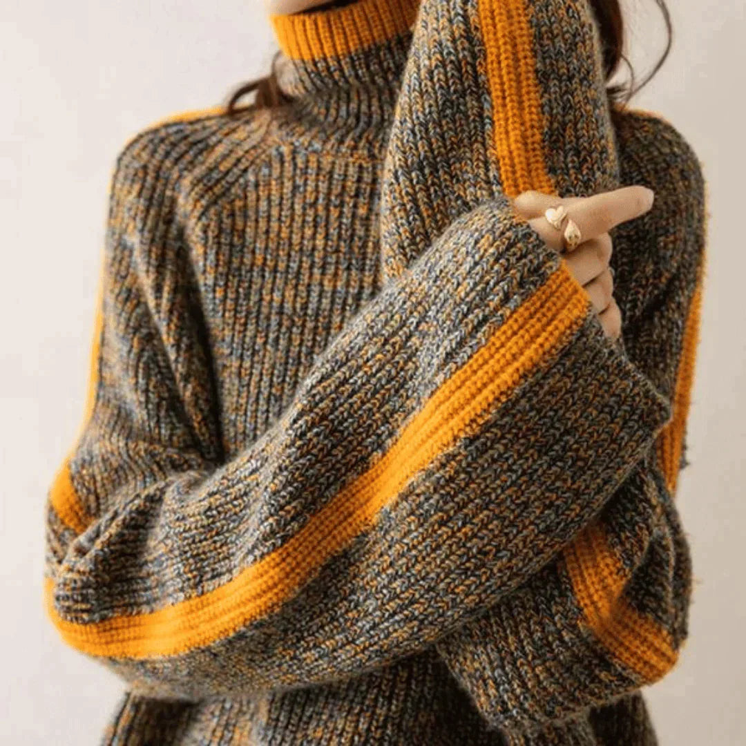 Ravelyn - Mixed Knit Turtleneck