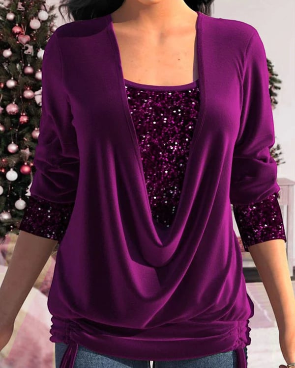 Jennifer - Women's Long Sleeve Shirt with Sequins