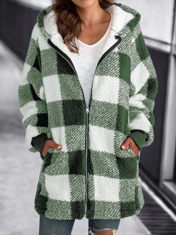 Emma - Women's Oversized Plaid Hooded Coat