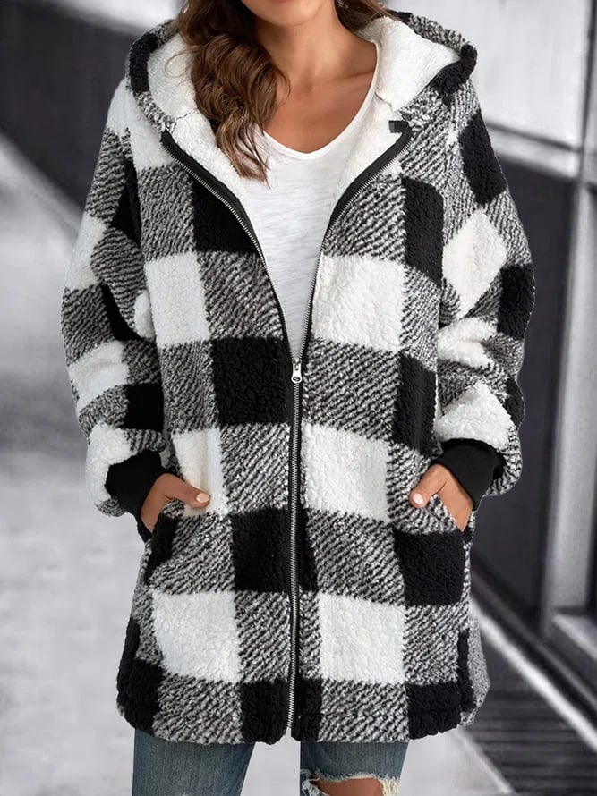 Emma - Women's Oversized Plaid Hooded Coat