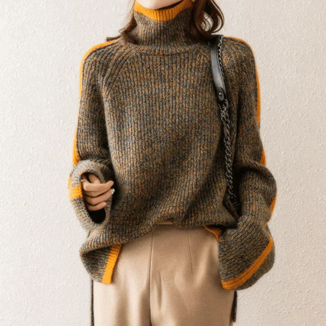 Ravelyn - Mixed Knit Turtleneck