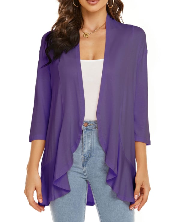 Vicky - Women's Lightweight Casual Open Front Cardigans 