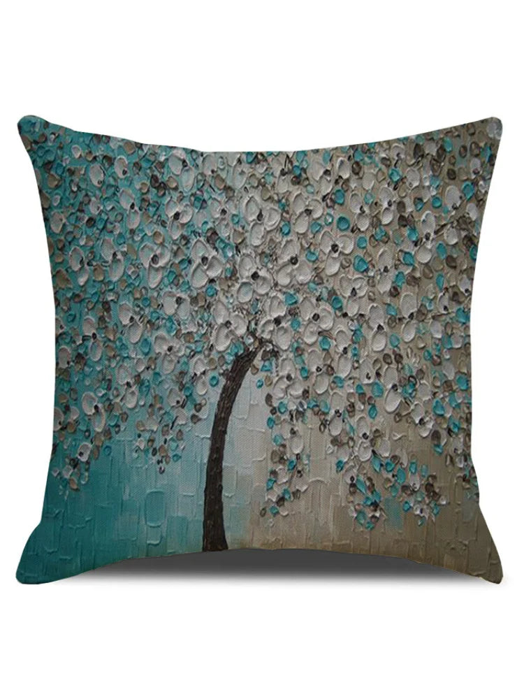 Floral Tree Oil Painting Art Pillowcase