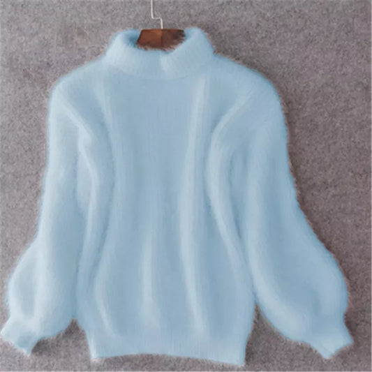 Taylor - Solid Color Loose Knit Sweater - Vintage Angora Sweater