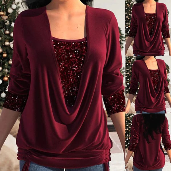 Jennifer - Women's Long Sleeve Shirt with Sequins