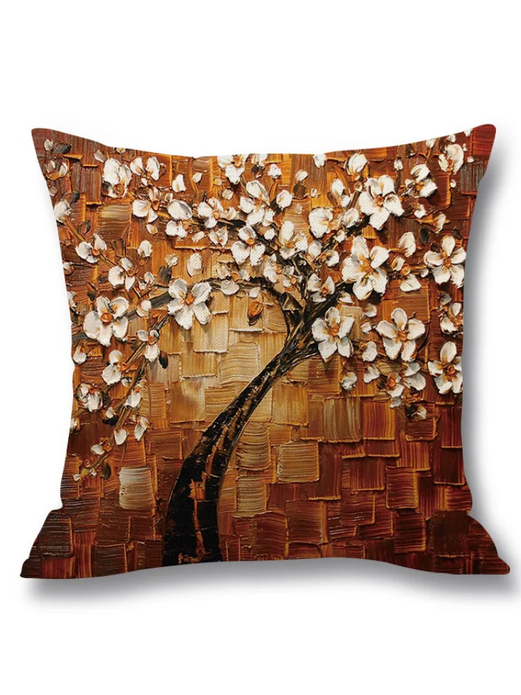 Floral Tree Oil Painting Art Pillowcase