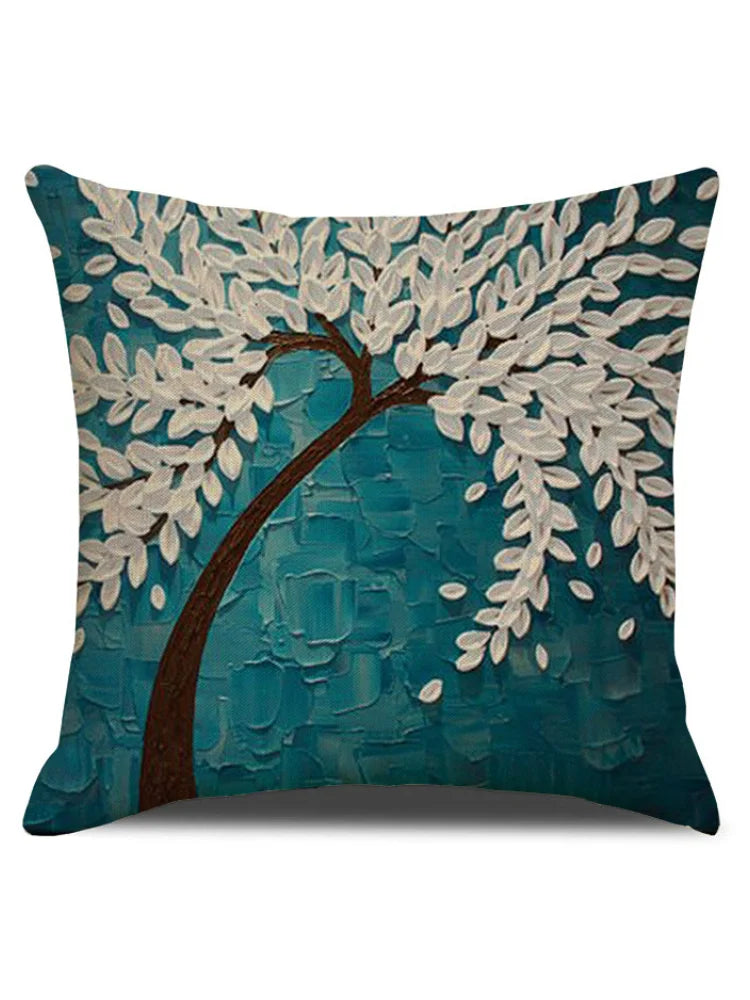 Floral Tree Oil Painting Art Pillowcase