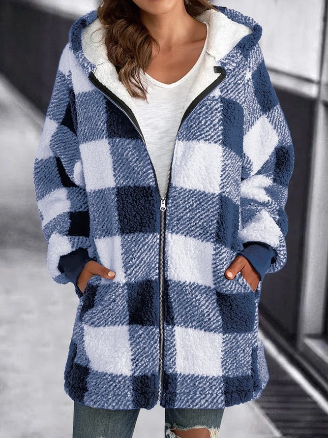 Emma - Women's Oversized Plaid Hooded Coat