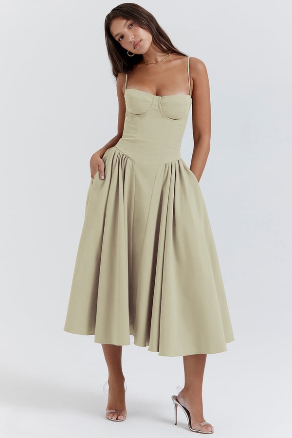 Sleeveless Corset Fit Midi Dress