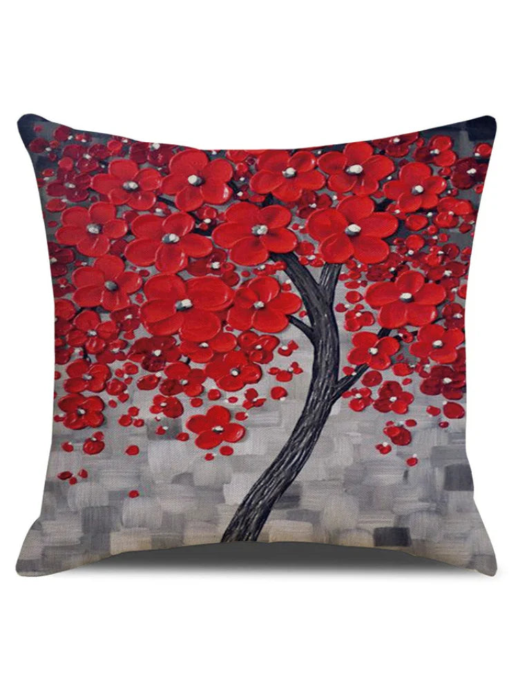 Floral Tree Oil Painting Art Pillowcase