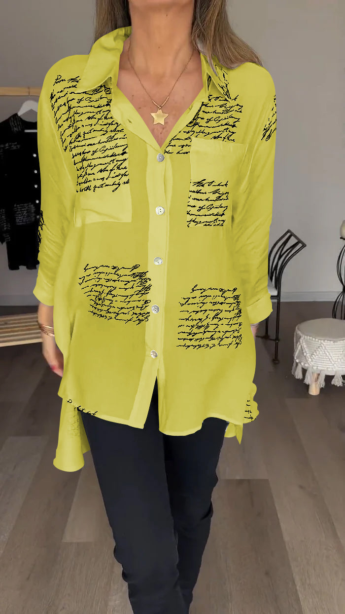 Sofia - Letter Print Lapel Shirt