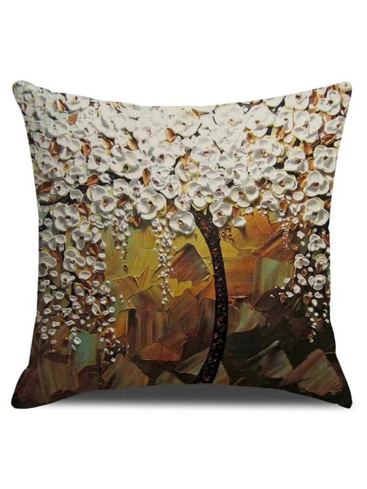 Floral Tree Oil Painting Art Pillowcase