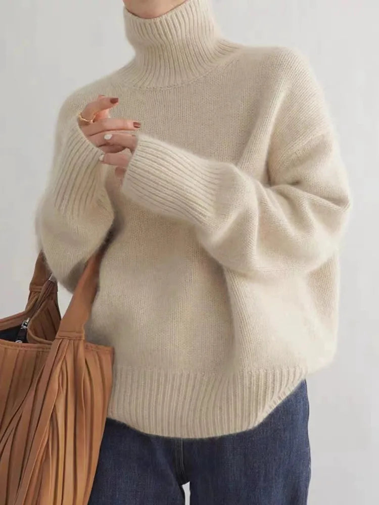 Linen &amp; Cashmere Turtleneck Sweater