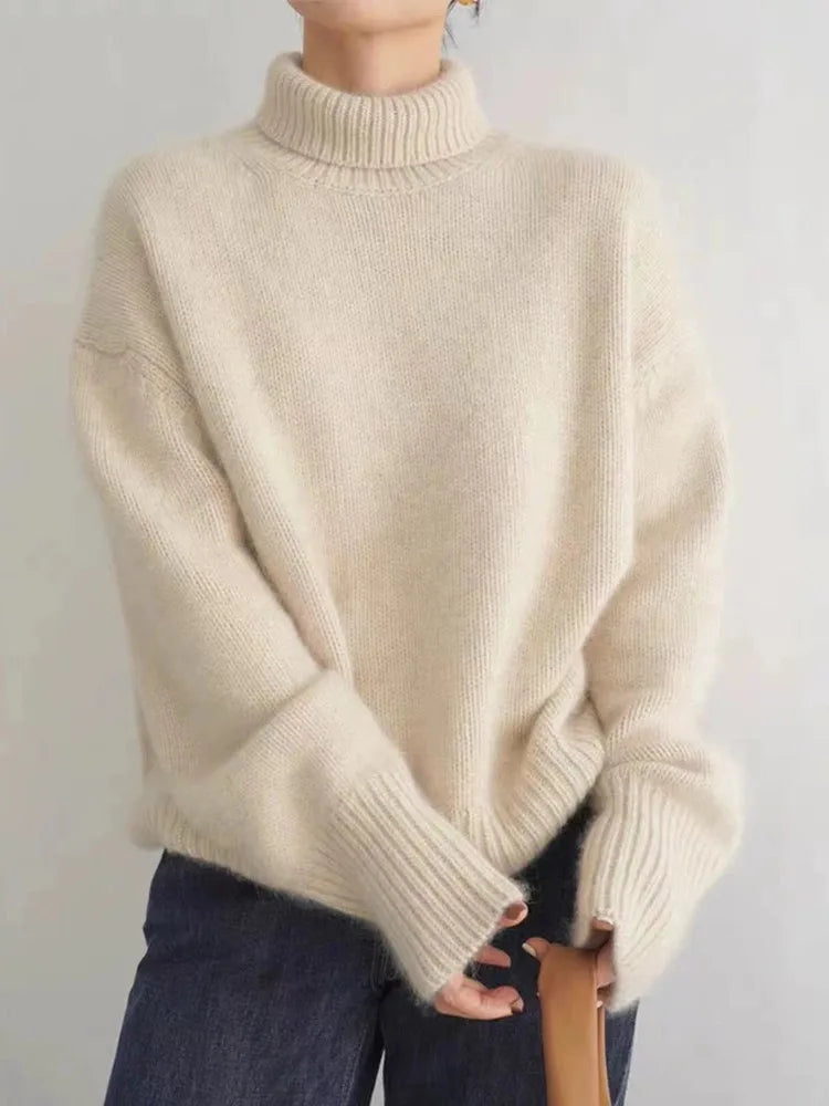 Linen &amp; Cashmere Turtleneck Sweater