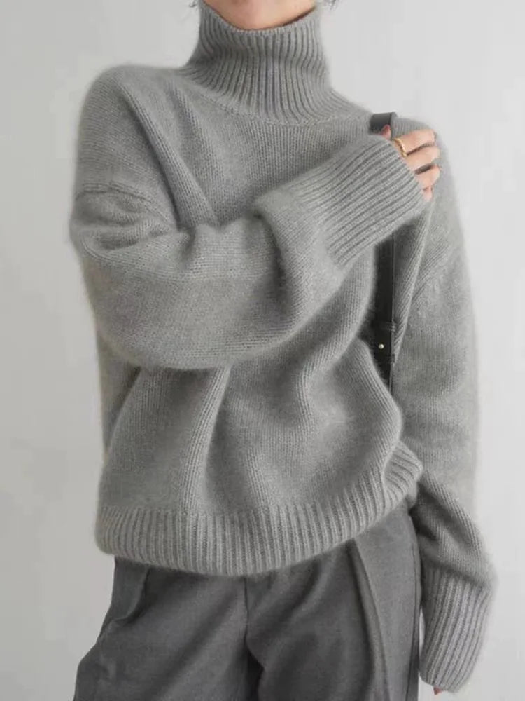 Linen &amp; Cashmere Turtleneck Sweater