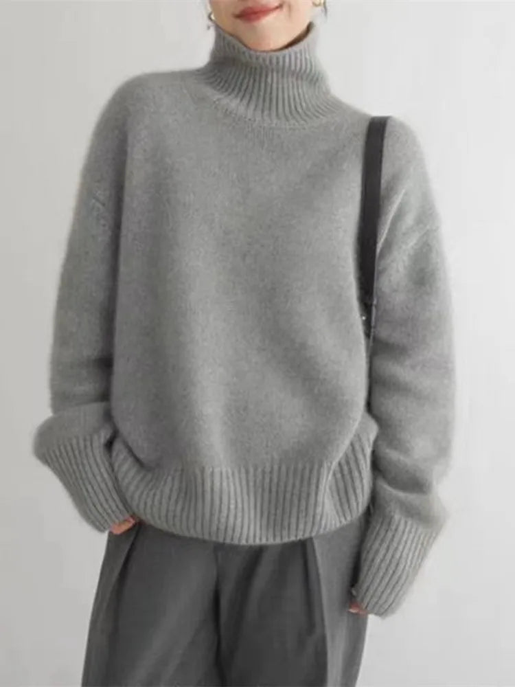 Linen &amp; Cashmere Turtleneck Sweater