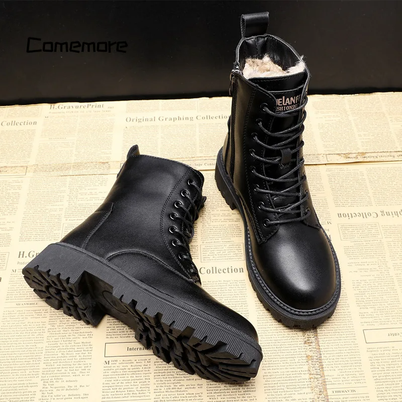 Delphine - Black leather winter boots 