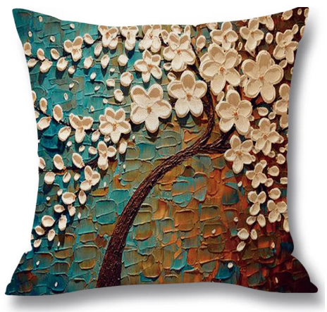 Floral Tree Oil Painting Art Pillowcase