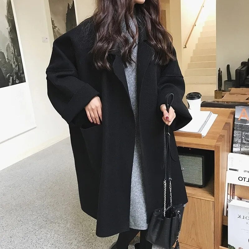 Elegant Oversized Woolen Trench Coat