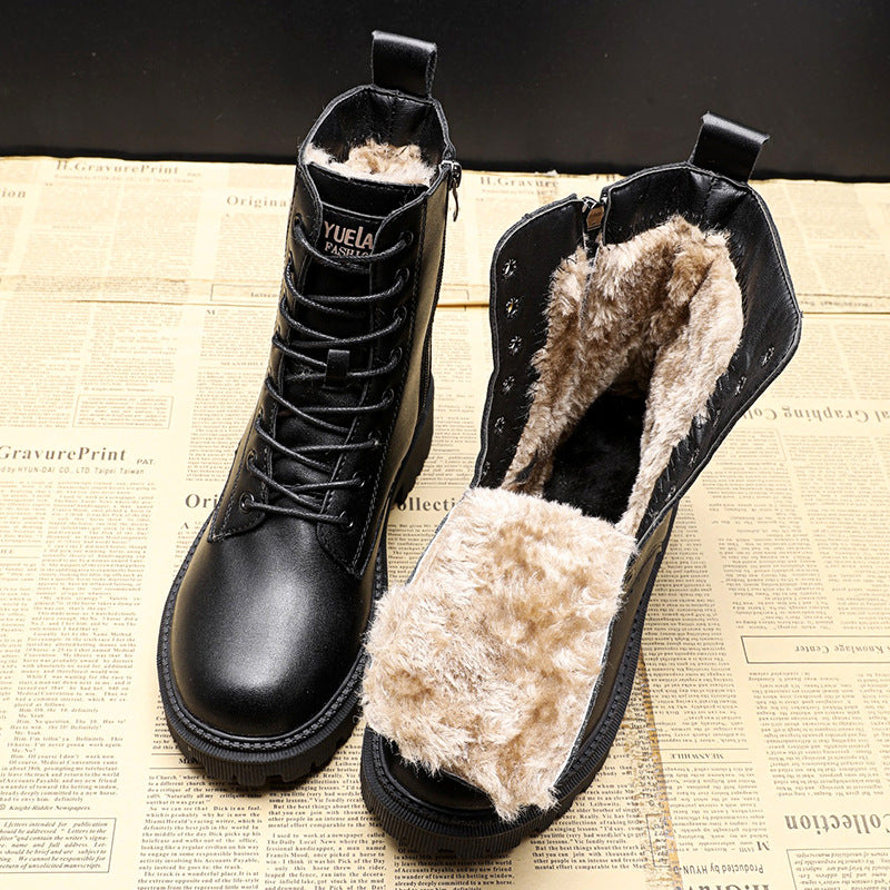 Delphine - Black leather winter boots 