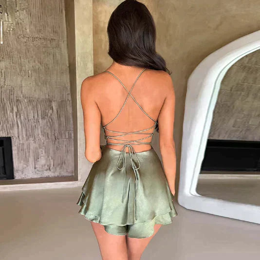 Backless satin dress