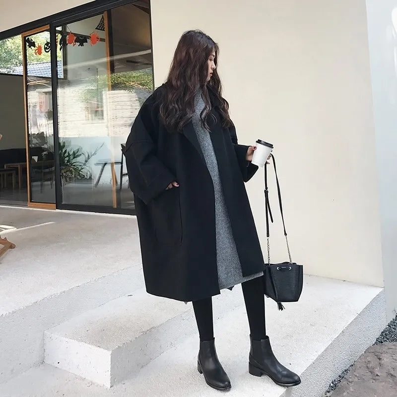 Elegant Oversized Woolen Trench Coat