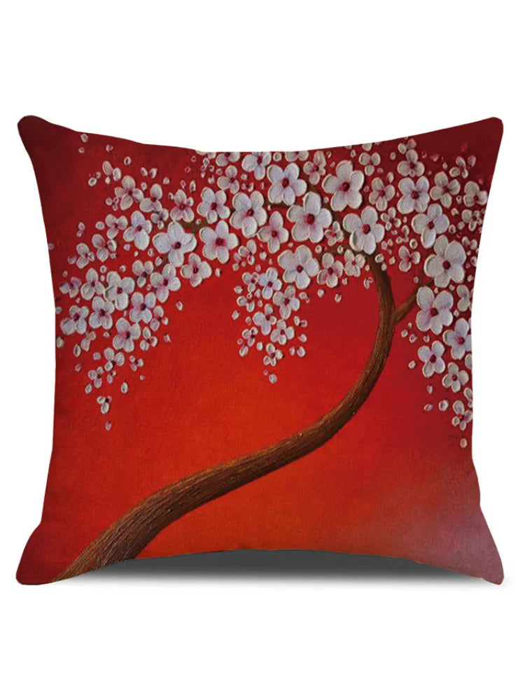 Floral Tree Oil Painting Art Pillowcase