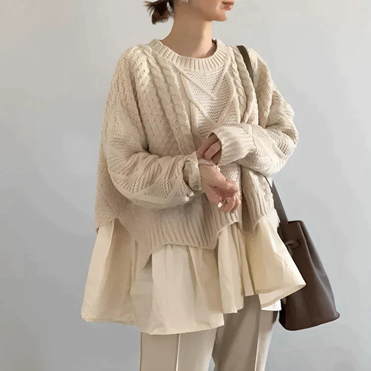 Julia - Apricot crew neck sweater