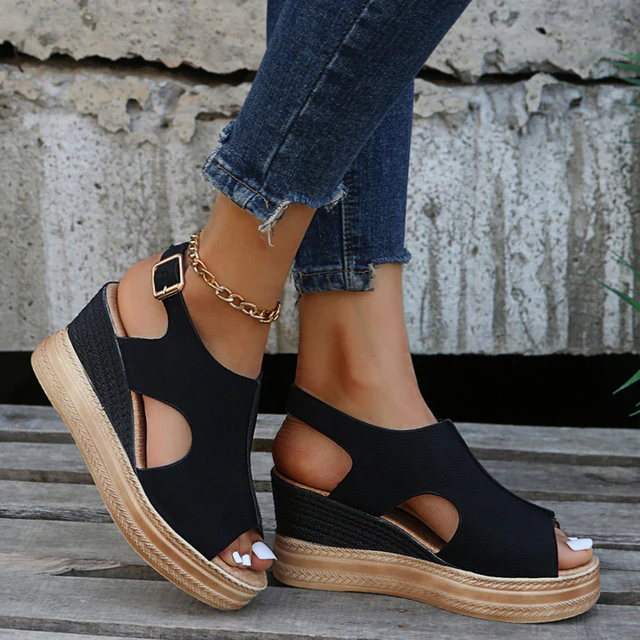 Glitter wedge sandals