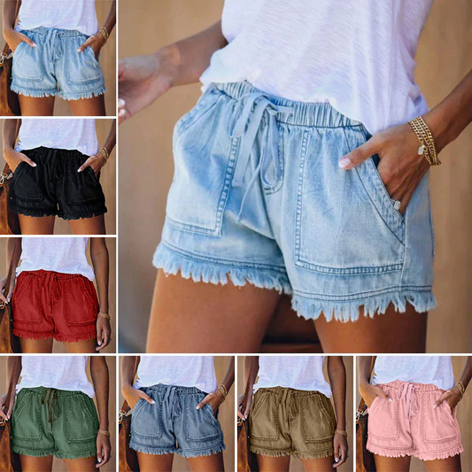 Laura® | High-waisted denim shorts 