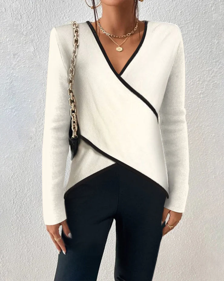 Ivory - V-neck long sleeve sweater 