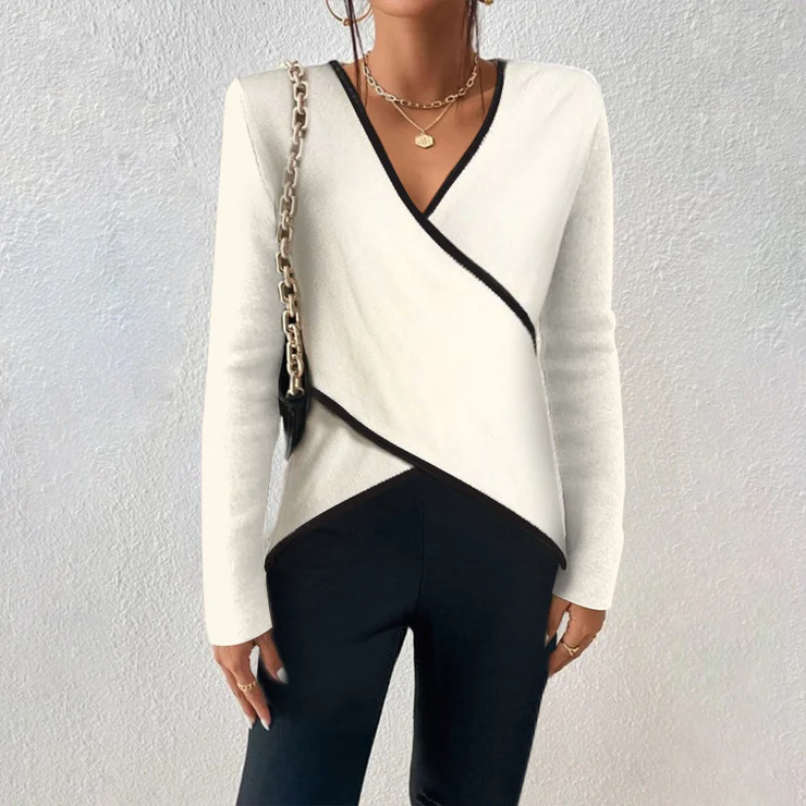 Ivory - V-neck long sleeve sweater 