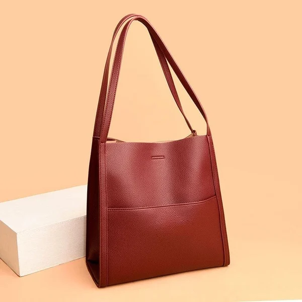 Frida - Simple and solid color genuine leather shoulder bag