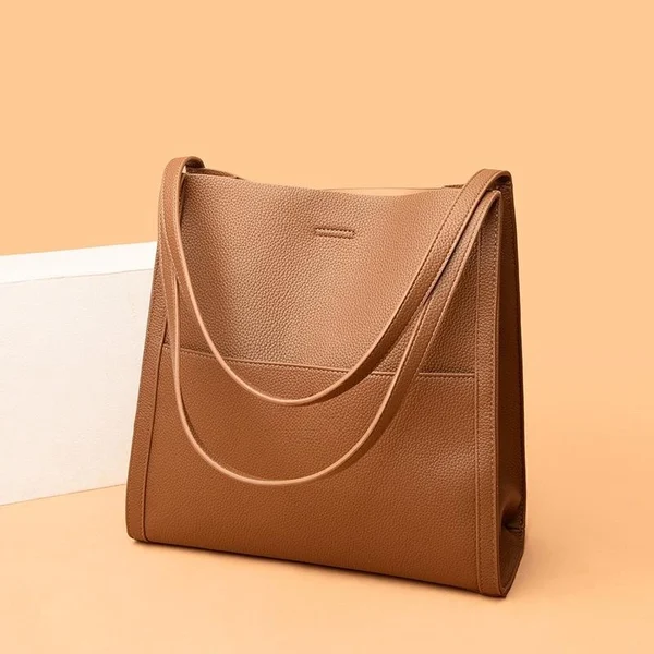 Frida - Simple and solid color genuine leather shoulder bag