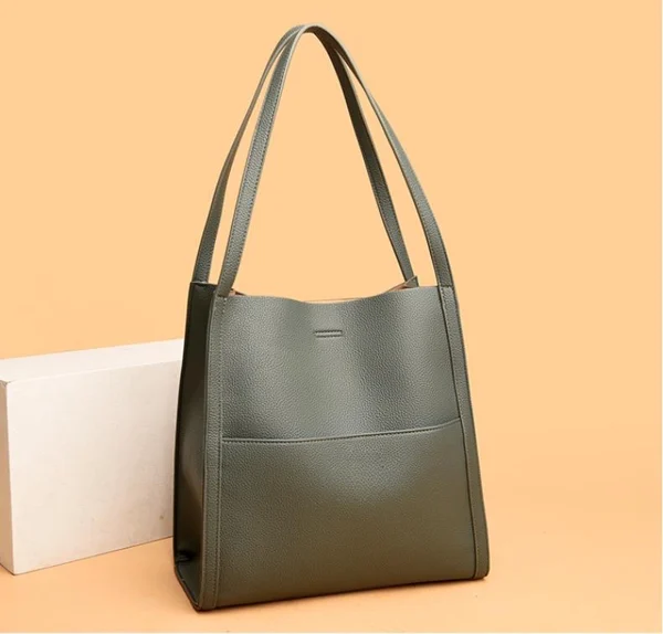 Frida - Simple and solid color genuine leather shoulder bag