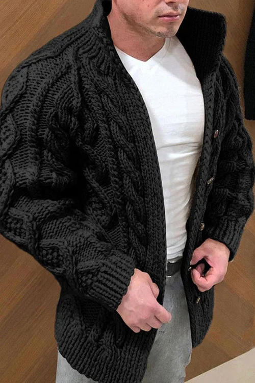 Carlo - Men's Casual Mock Neck Knit Cardigan