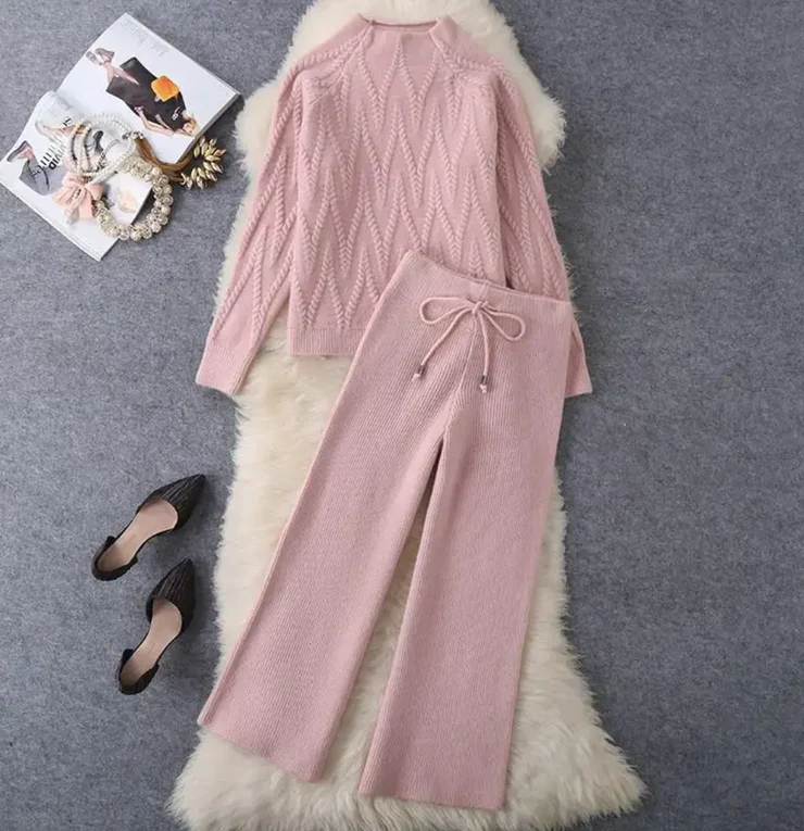 Katy - Pink Long Sleeve Two Piece Set