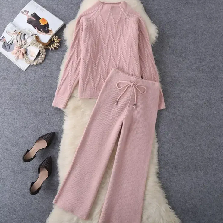 Katy - Pink Long Sleeve Two Piece Set