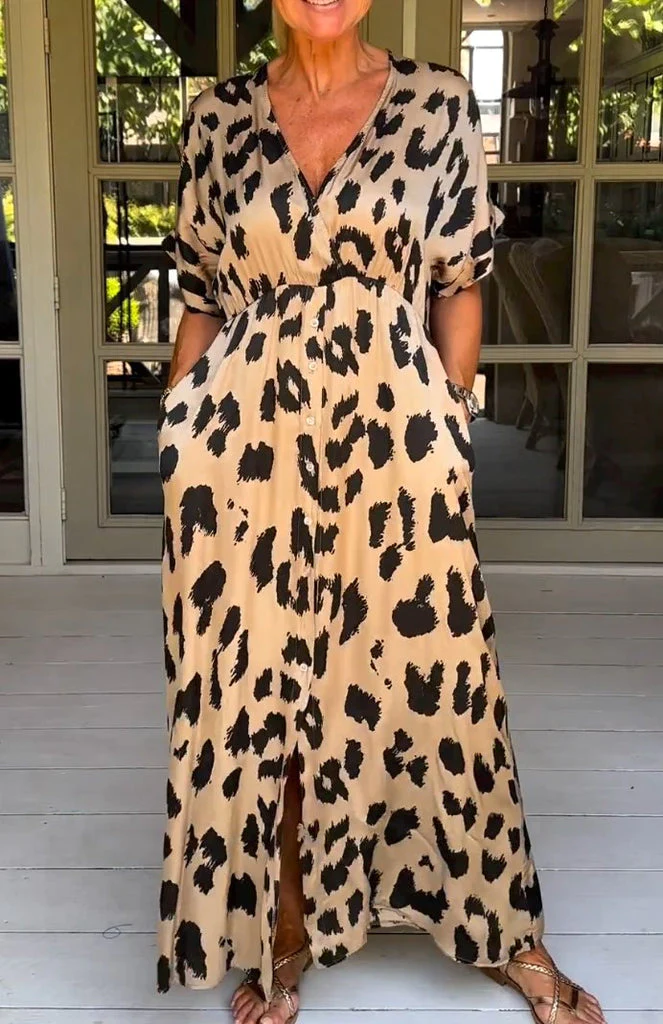 Wild leopard v-neck maxi dress