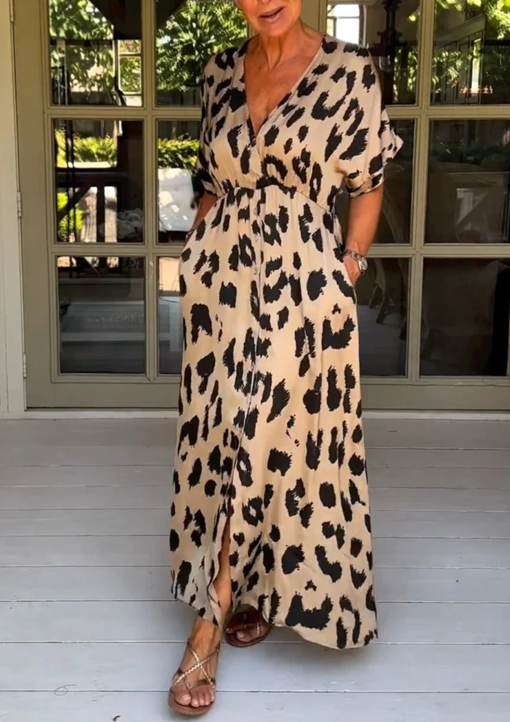 Wild leopard v-neck maxi dress