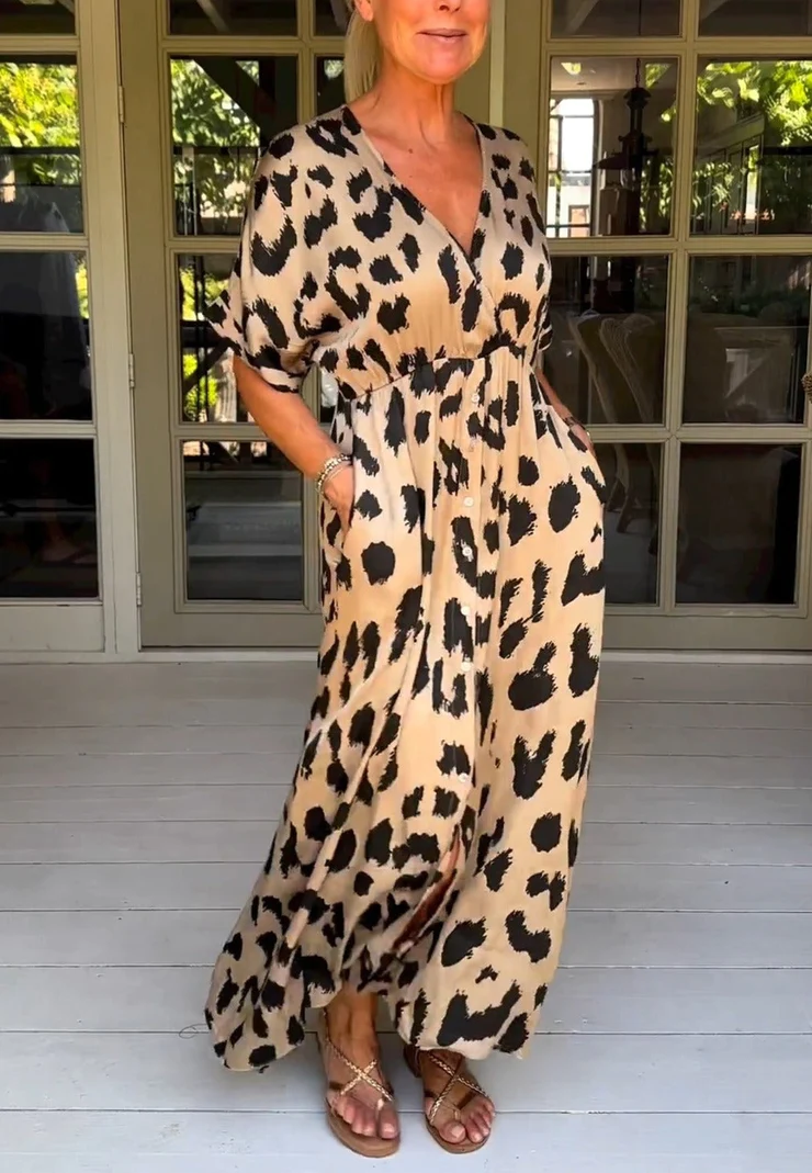 Wild leopard v-neck maxi dress